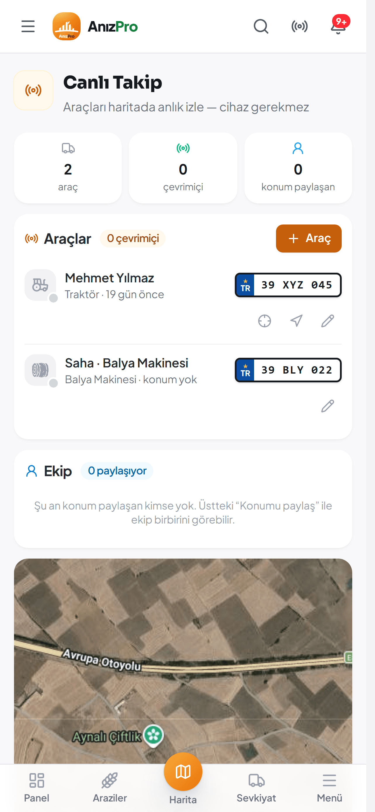AnızPro Canlı Takip ekranı
